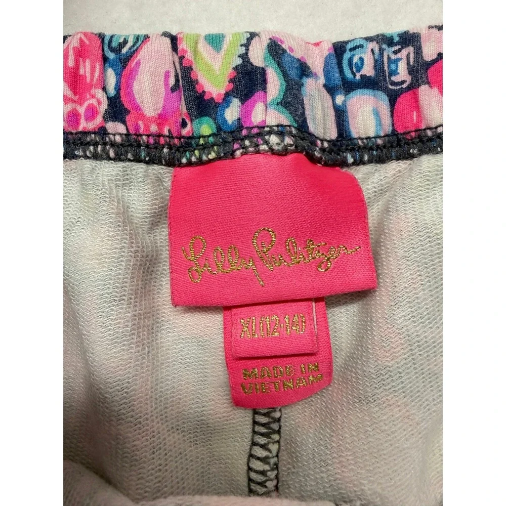 Lilly Pulitzer Kids 2 Piece Set Pants Top Floral Flamingo Pink Blue XL 12-14